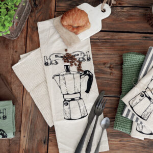 Serigrafía – Paños de cocina Cafetera tusor x2