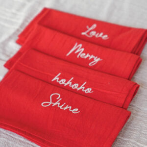 Lucero – Servilletas bordadas Merry / Hohoho / Shine / Love
