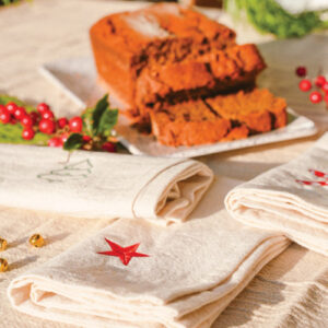 Lucero – Servilletas bordadas estrella, árbol y dulce